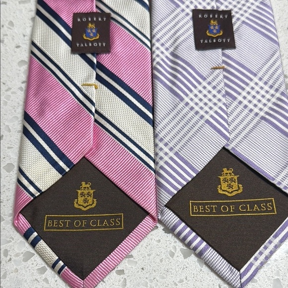 Robert Talbots Elegant Striped and Plaid Ties  Silk Pink/Purple handmade USA - Picture 2 of 4